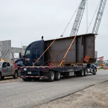 Construction material heavy haul transport truck
