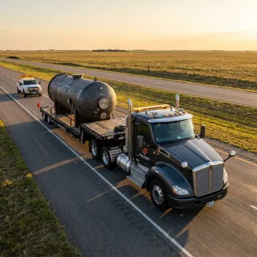 Heavy haul truck transporting oversized equipment in Oklahoma