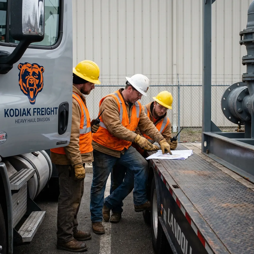 Rigging crew planning heavy machinery move