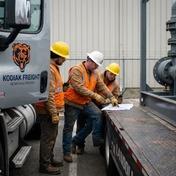Rigging crew planning heavy machinery move