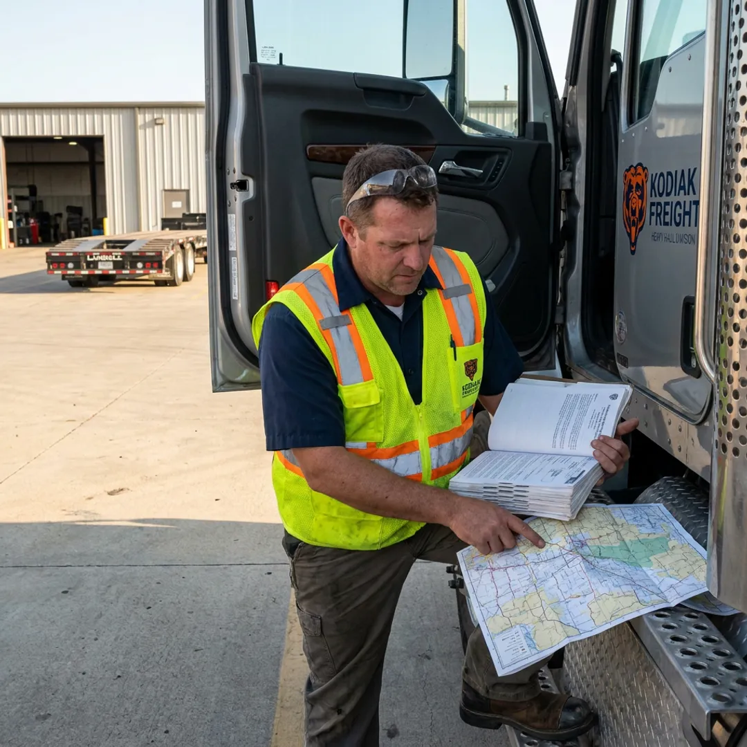 Logistics team planning an oversize transport route