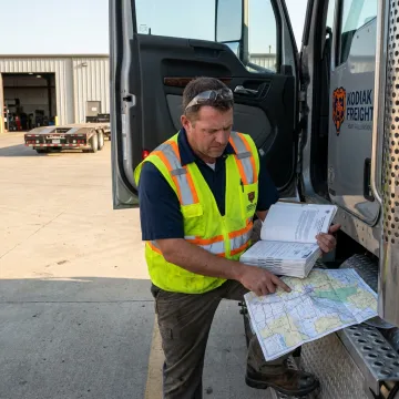 Logistics team planning an oversize transport route