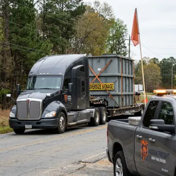 Heavy-haul truck transporting oversized equipment
