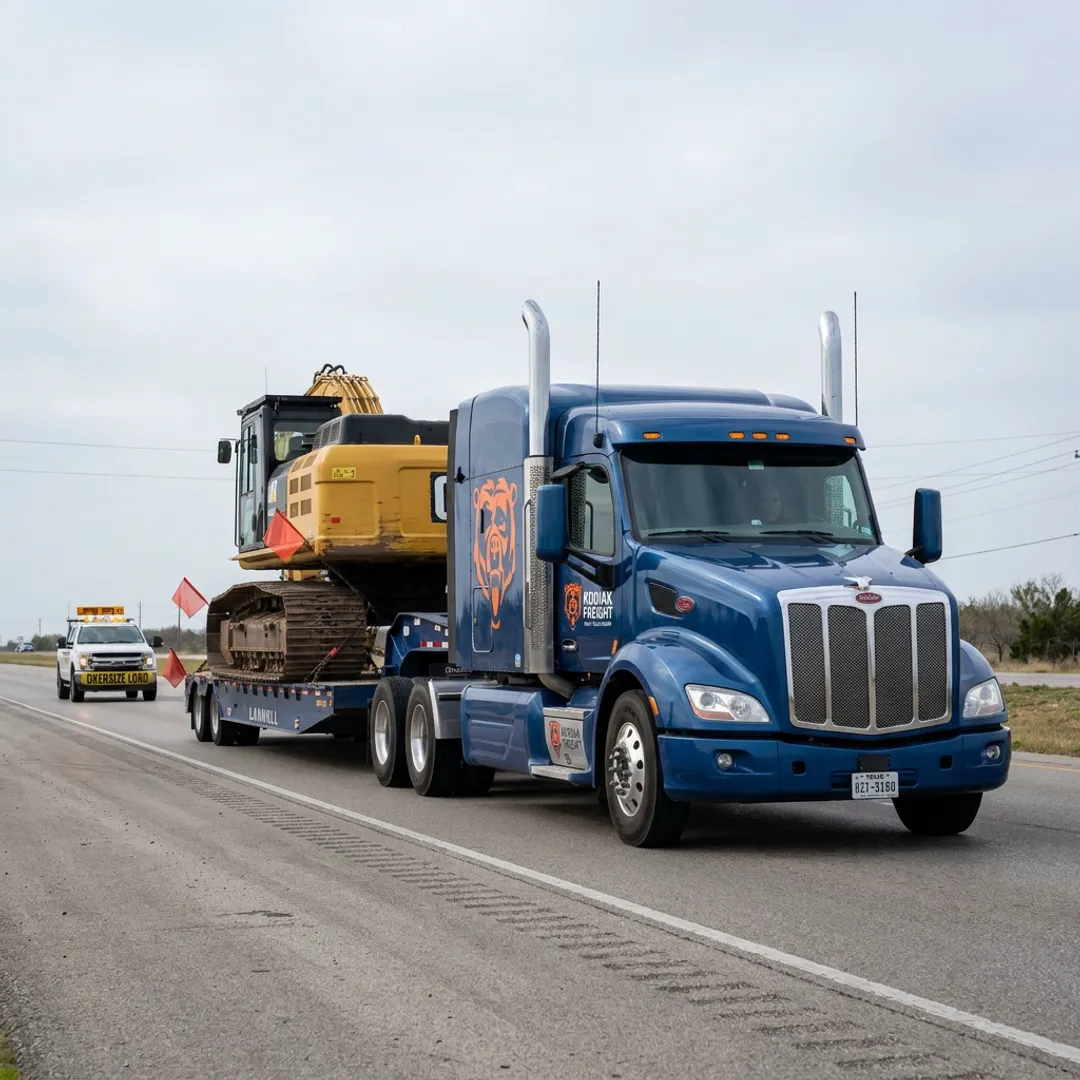 Expedited heavy-haul truck transporting industrial freight