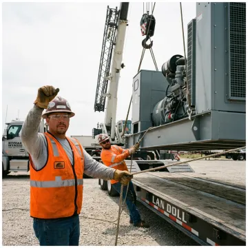 Riggers coordinating a crane lift