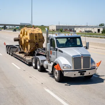 Heavy haul truck transporting oversized industrial equipment