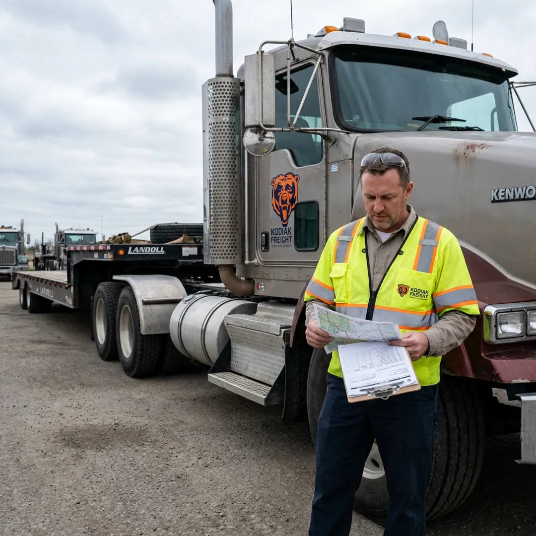 Freight coordinator planning a heavy-haul shipment