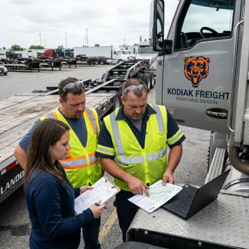 Transportation team planning heavy-haul shipment routes