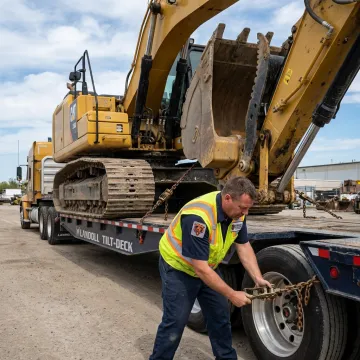 Heavy plant equipment loaded for haulage