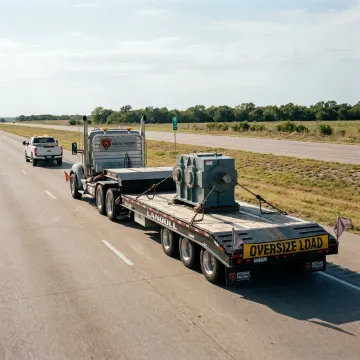 Industrial freight carrier hauling oversized equipment