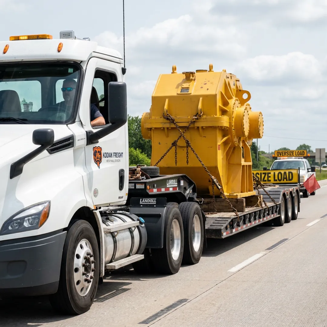Heavy-haul truck transporting industrial machinery