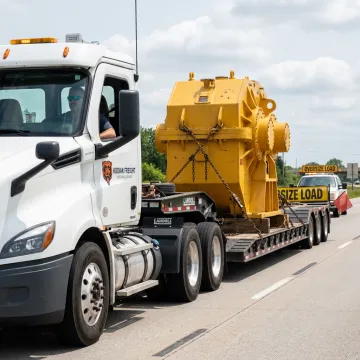 Heavy-haul truck transporting industrial machinery