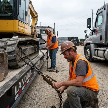 Heavy haul truck loading oversized equipment