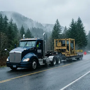 Heavy haul truck carrying oversized equipment in Washington