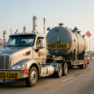 Heavy haul truck carrying oversized industrial equipment in Louisiana