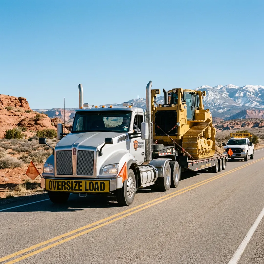 Oversize heavy-haul truck transporting equipment in Utah