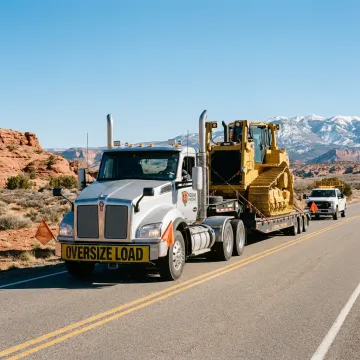 Oversize heavy-haul truck transporting equipment in Utah