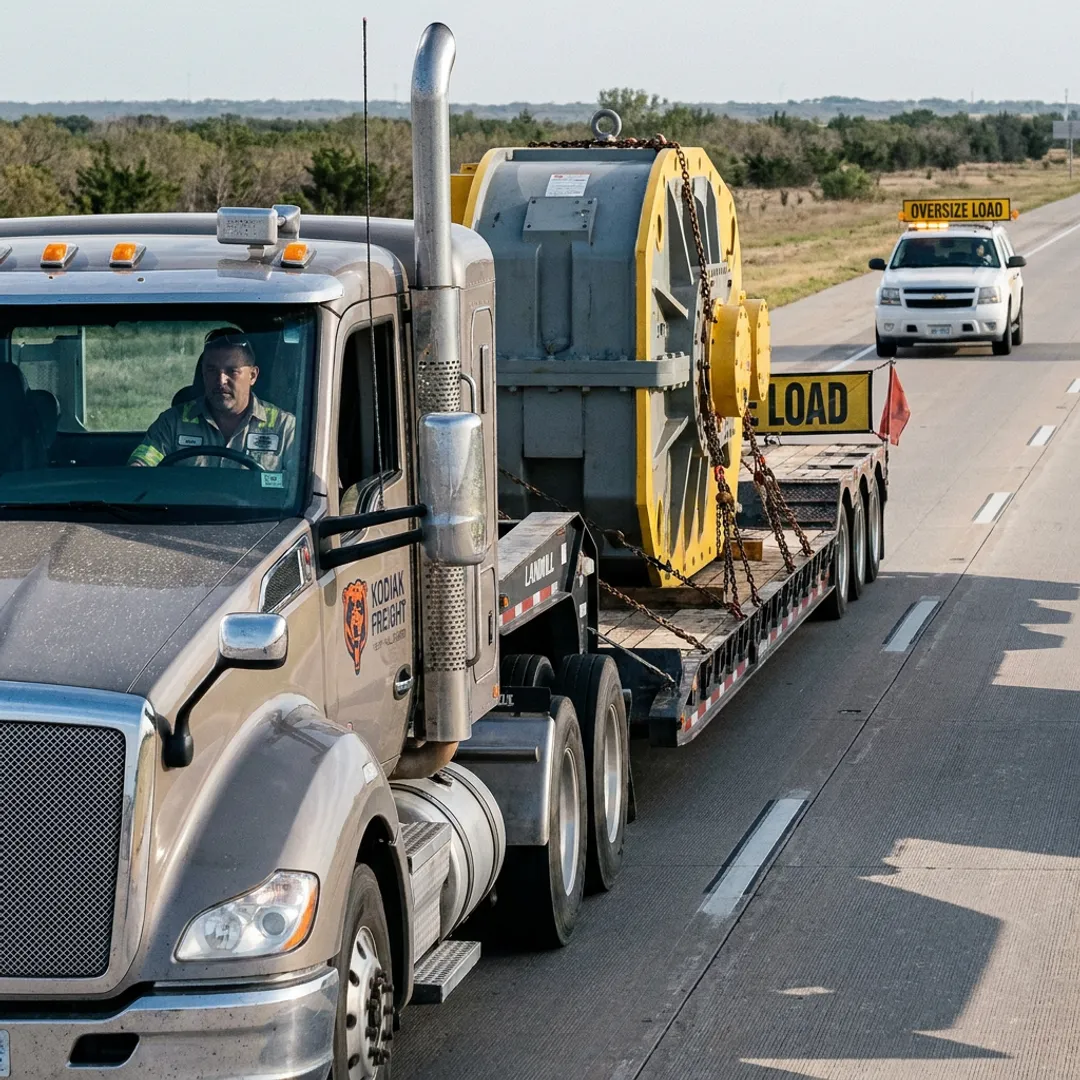 Heavy-haul trailer moving oversized industrial equipment