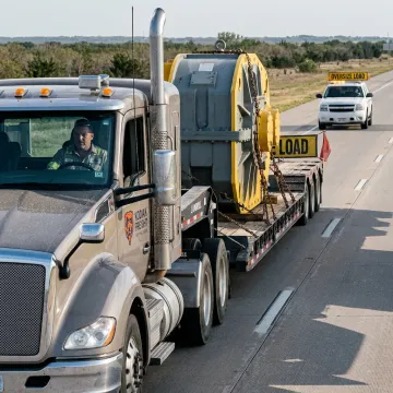 Heavy-haul trailer moving oversized industrial equipment