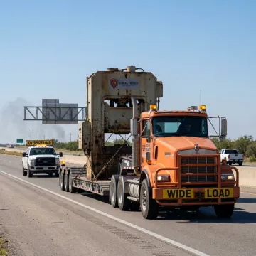Heavy haul truck transporting oversized equipment