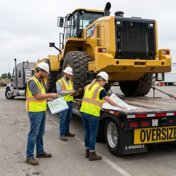 Heavy haul crew planning oversized equipment transport