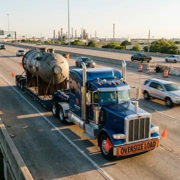 Heavy haul truck transporting oversized industrial equipment
