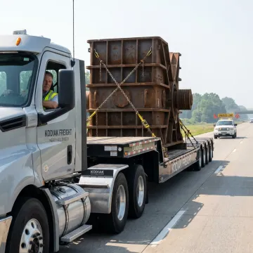 Heavy haul truck transporting oversized industrial machinery