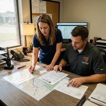 Heavy haul team planning an oversize shipment route