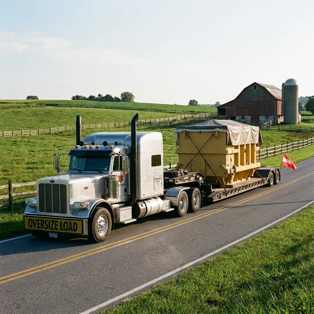 Heavy haul truck transporting oversized equipment