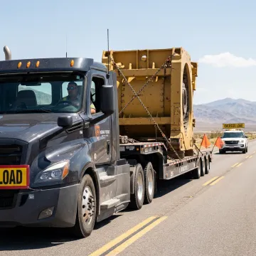 Heavy haul truck transporting oversized equipment