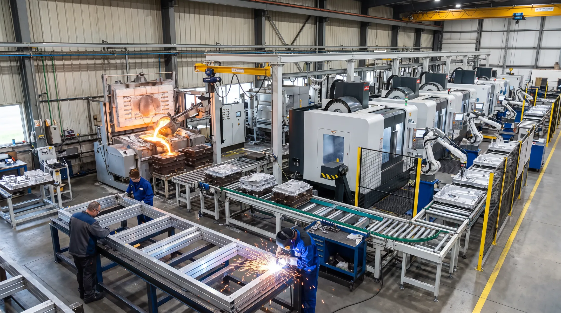 Integrated casting machining fabrication and welding manufacturing services
