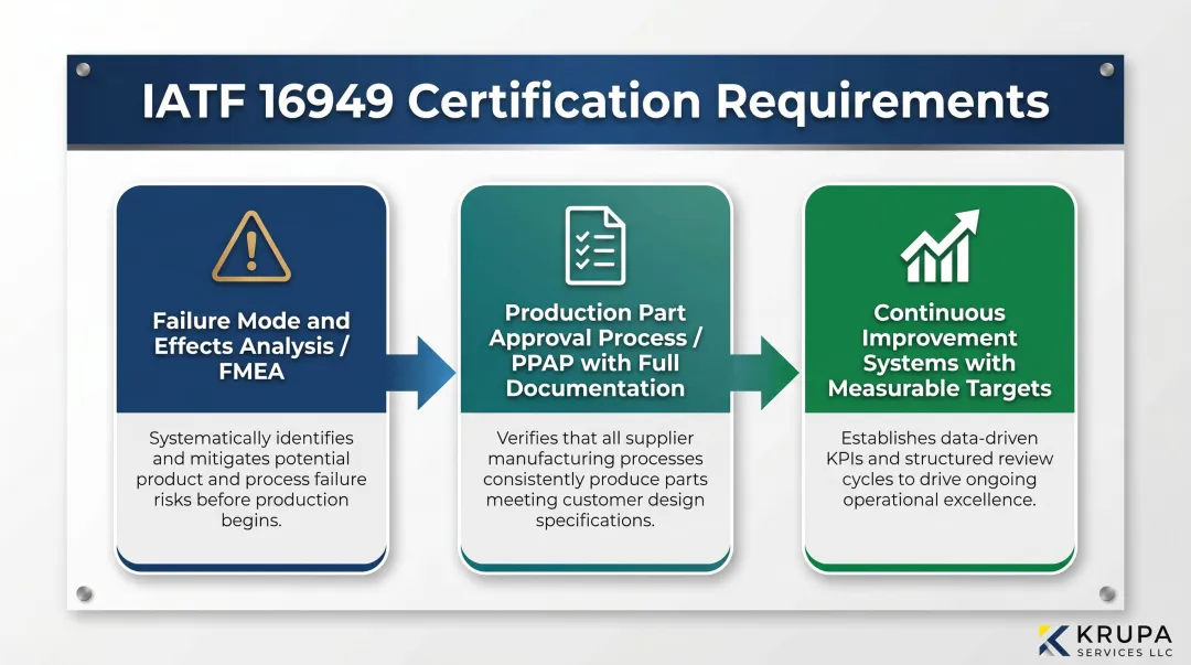 IATF 16949 certification requirements three-step quality process for automotive suppliers