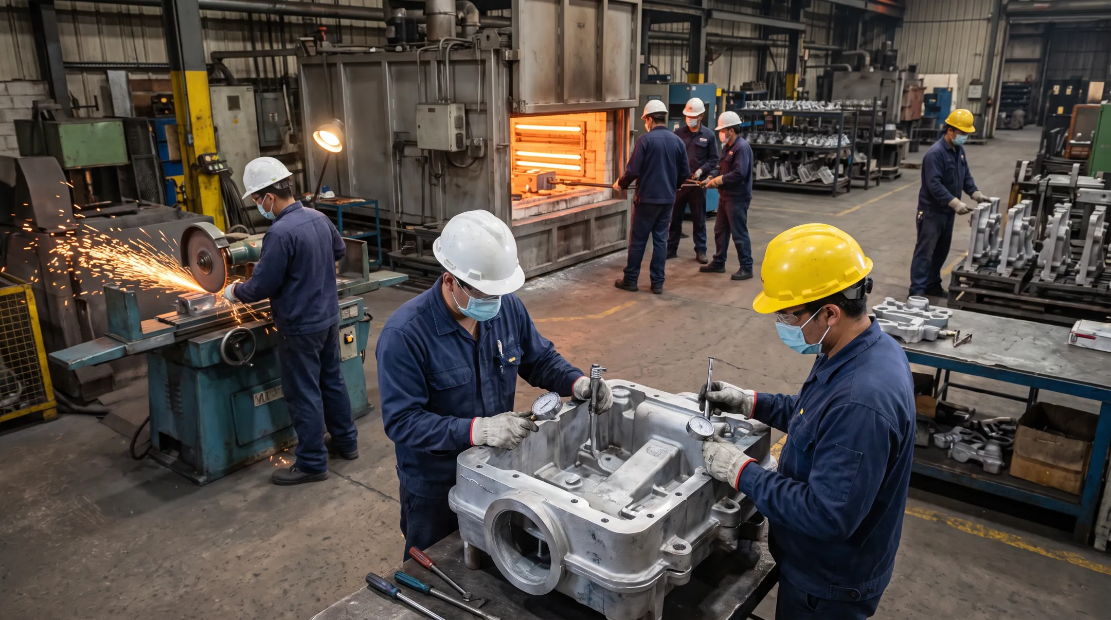 Company brass casting facility with inspection and finishing operations