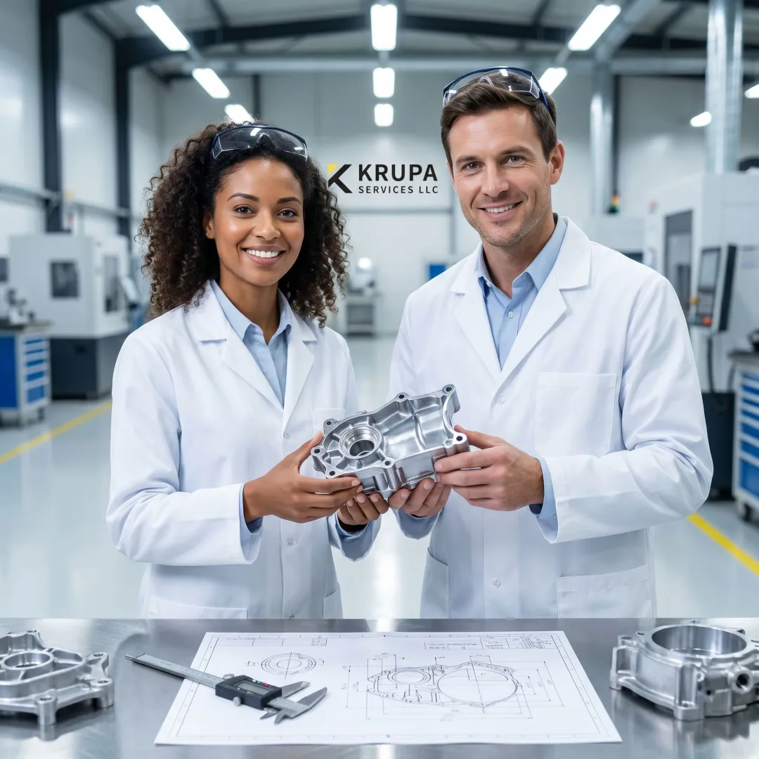 Engineers reviewing automotive die cast components