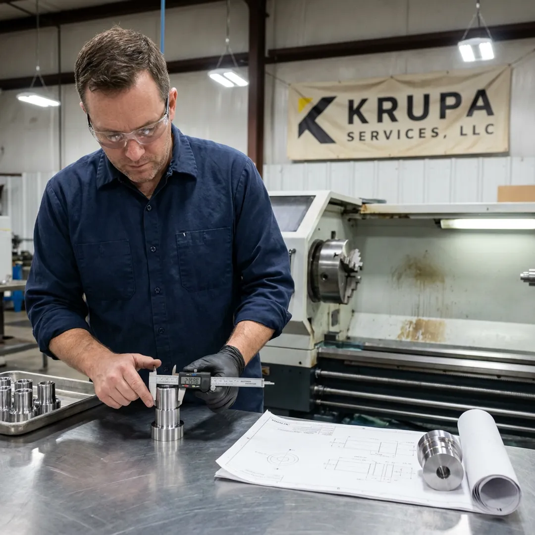 Engineer inspecting CNC turned parts during production