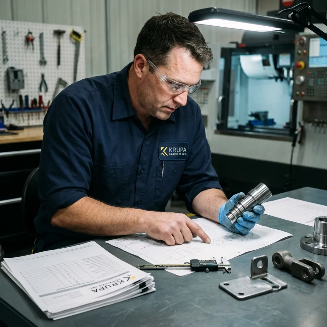 Engineer inspecting mining equipment components
