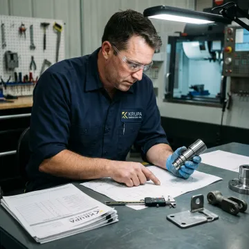 Engineer inspecting mining equipment components