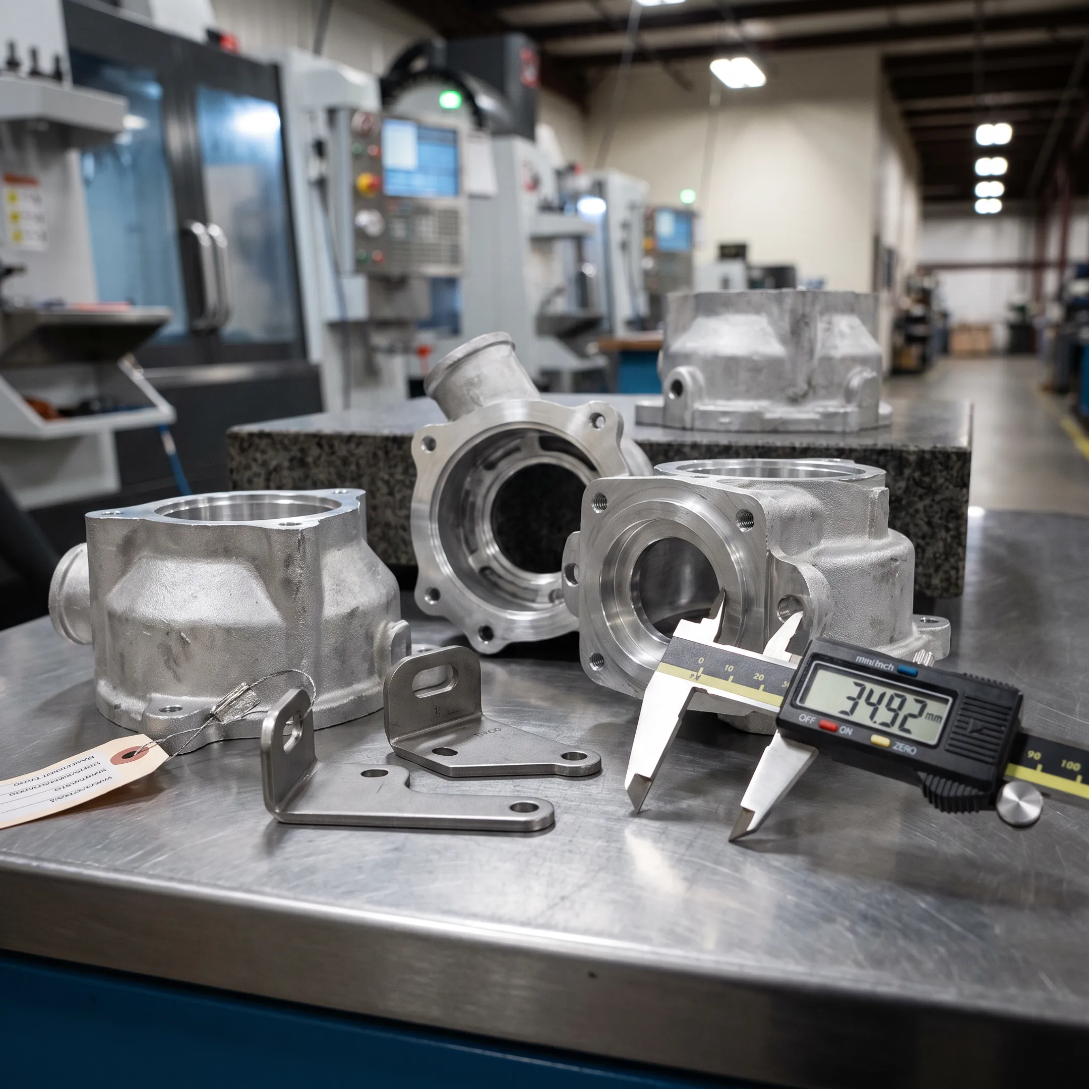 Engineered cast metal components ready for assembly