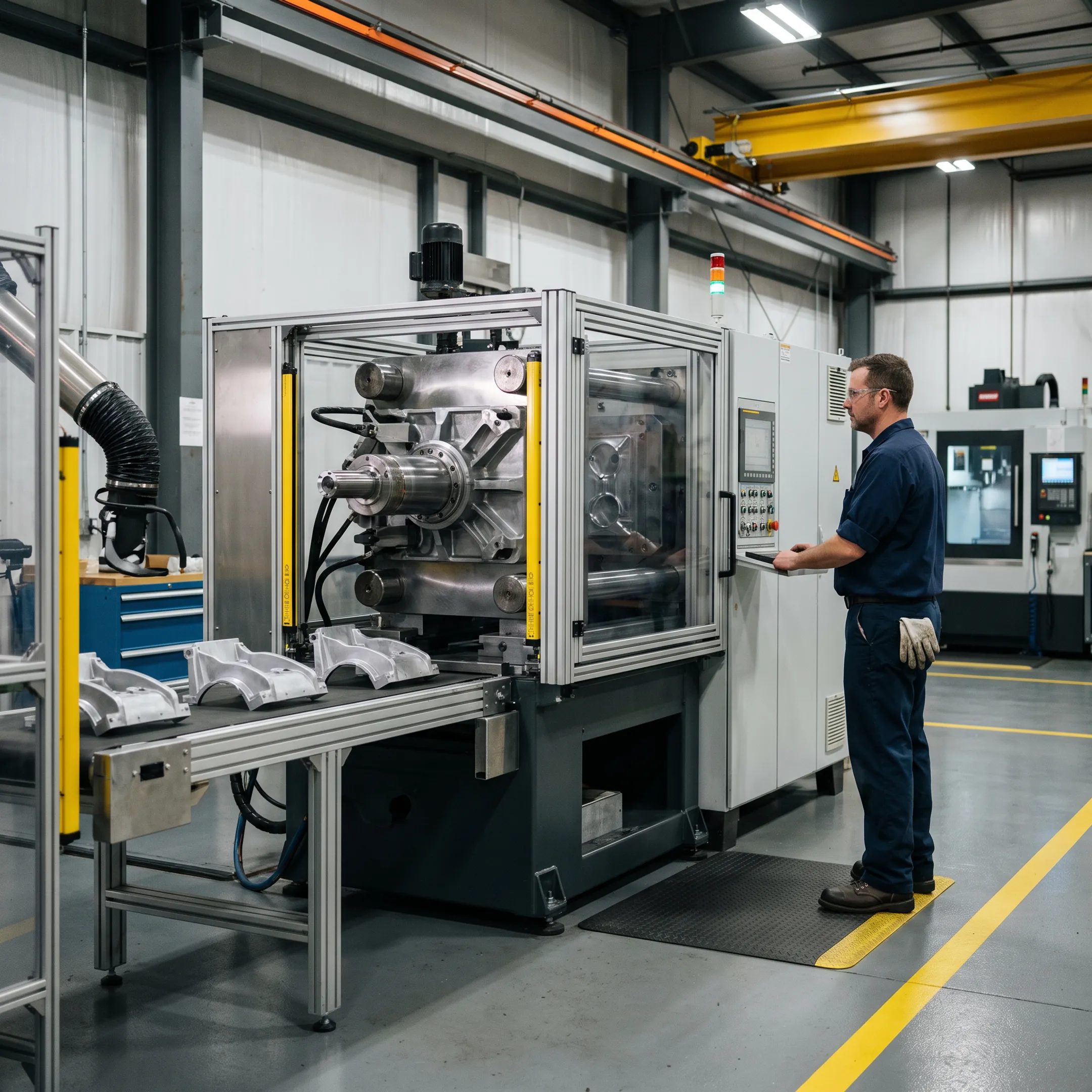 High pressure magnesium die casting equipment in operation