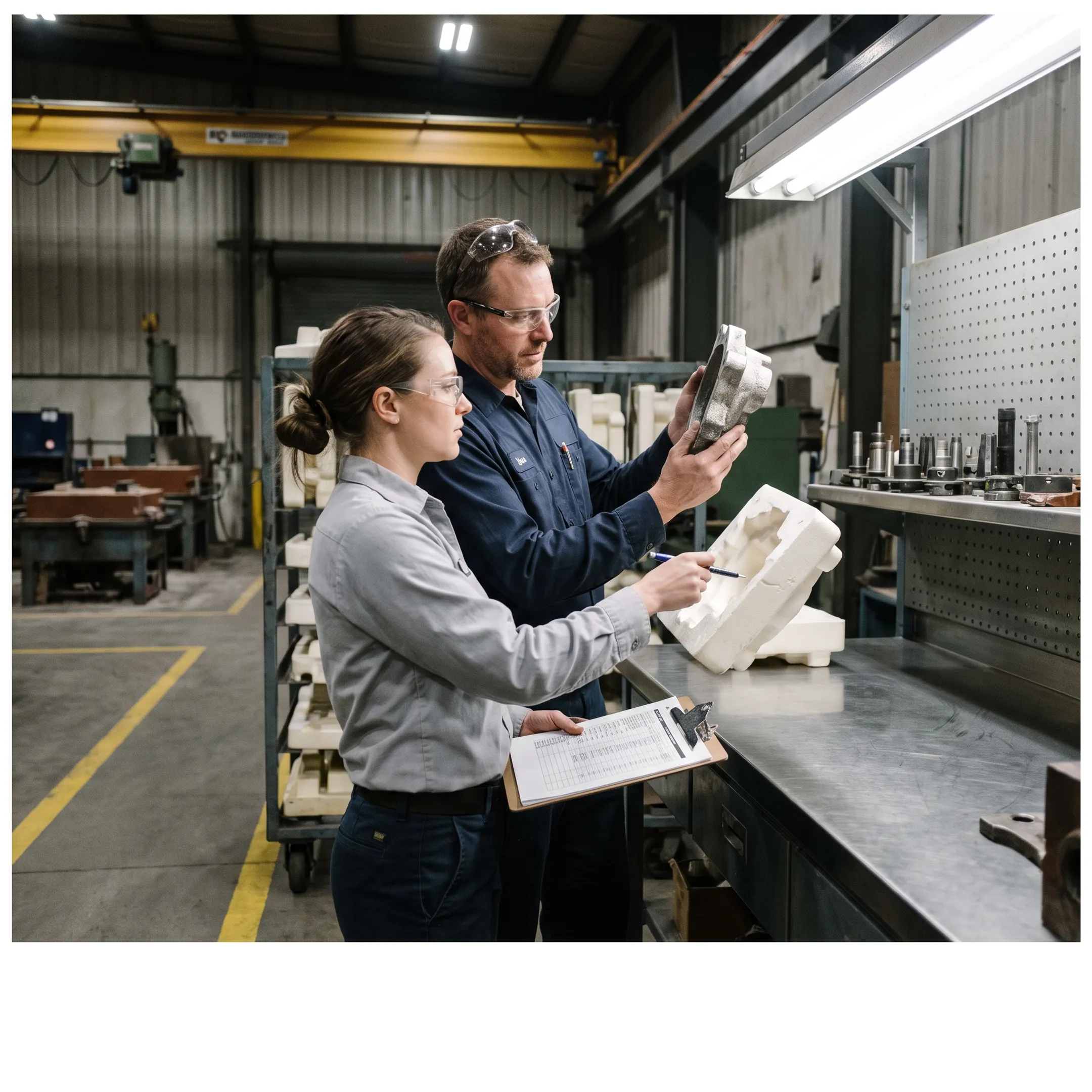 Lost foam casting components in an industrial manufacturing setting