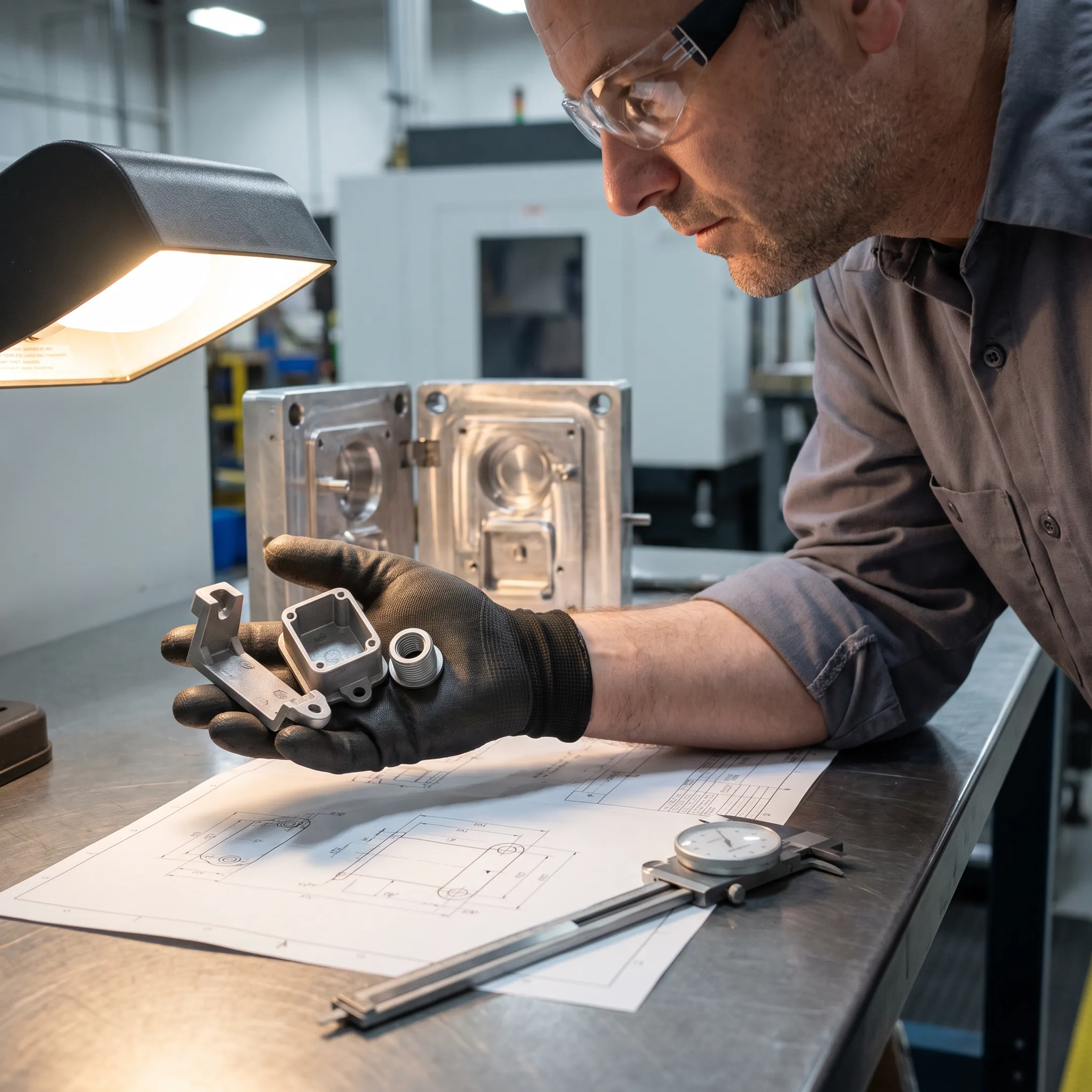 Engineer inspecting a precision zinc cast component