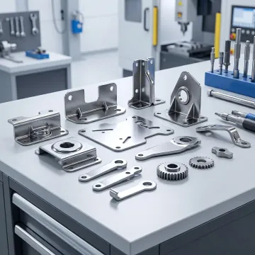 Stamped metal parts for power tool assemblies