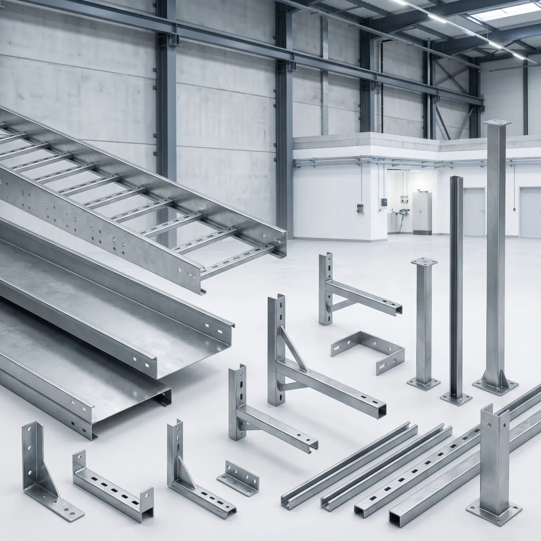 Fabricated cable tray components for industrial power systems
