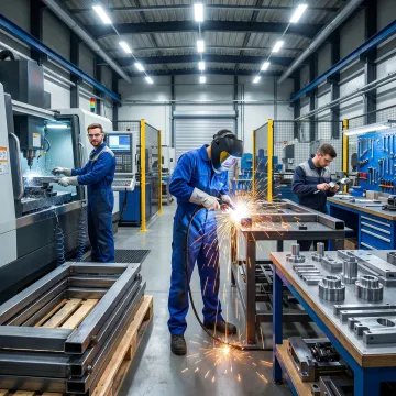 Industrial metal fabrication work in progress