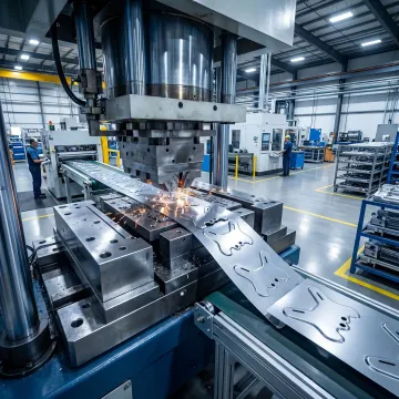 Precision metal stamping press forming industrial components