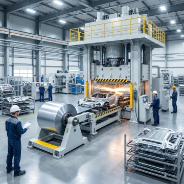 Automotive sheet metal stamping press in production