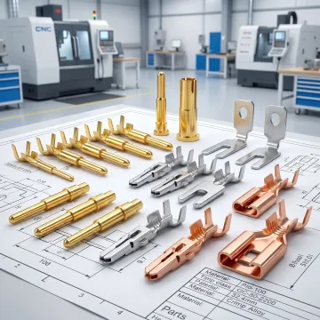 Stamped electrical metal components ready for production