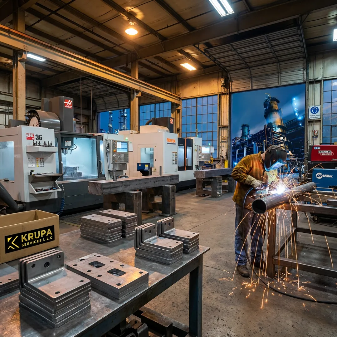 Custom steel fabrication in progress