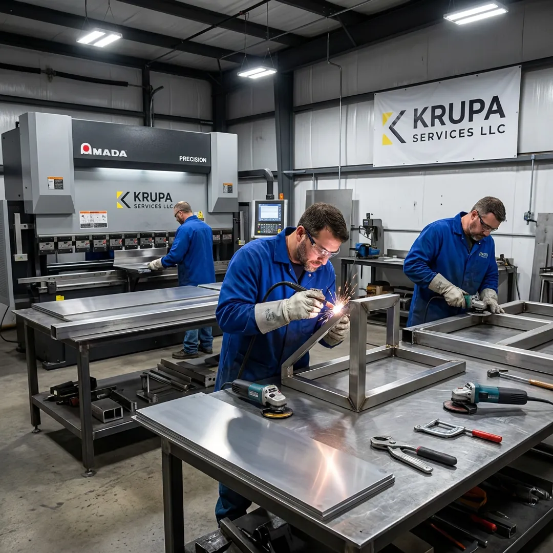Stainless steel fabrication in an industrial workshop