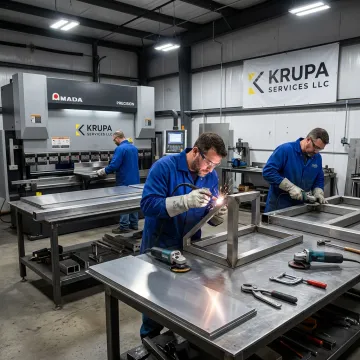 Stainless steel fabrication in an industrial workshop
